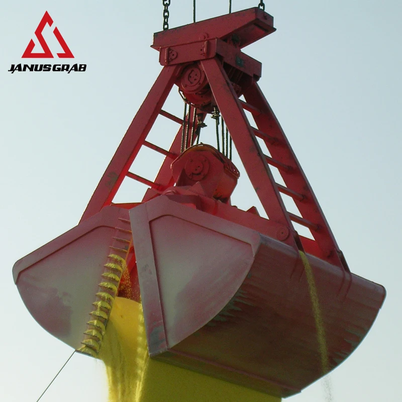 Convenient grain fertilizer leak-proof handling four ropes grab bucket for scrap