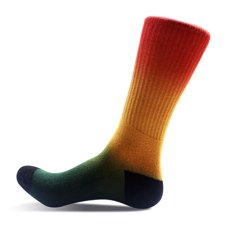 OEM Custom Unisex Gradient Color Socks Men Cotton Crew Sports Socks Long Rib Leg Sports Sox