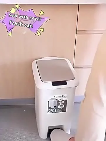 NEW Household Plastic Double Open Lid Pedal Garbage Can, Clamp Press Wastebasket for Bathroom, Bedroom, and Living Room