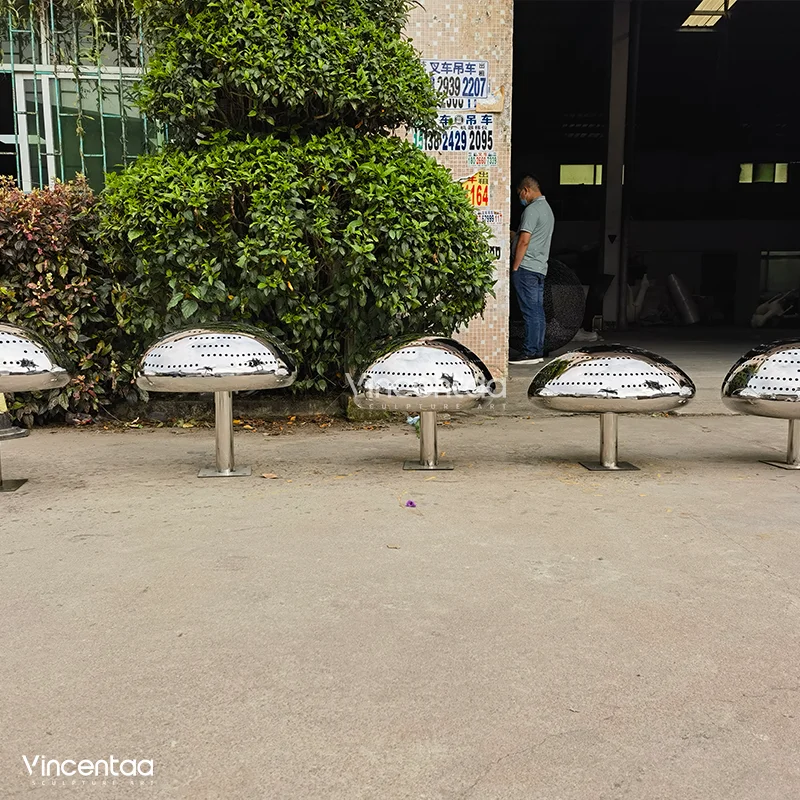 Vincentaa Modern Lighting Mushroom Stainless Steel Sculpture Custom Park Garden Decorative Sculpture