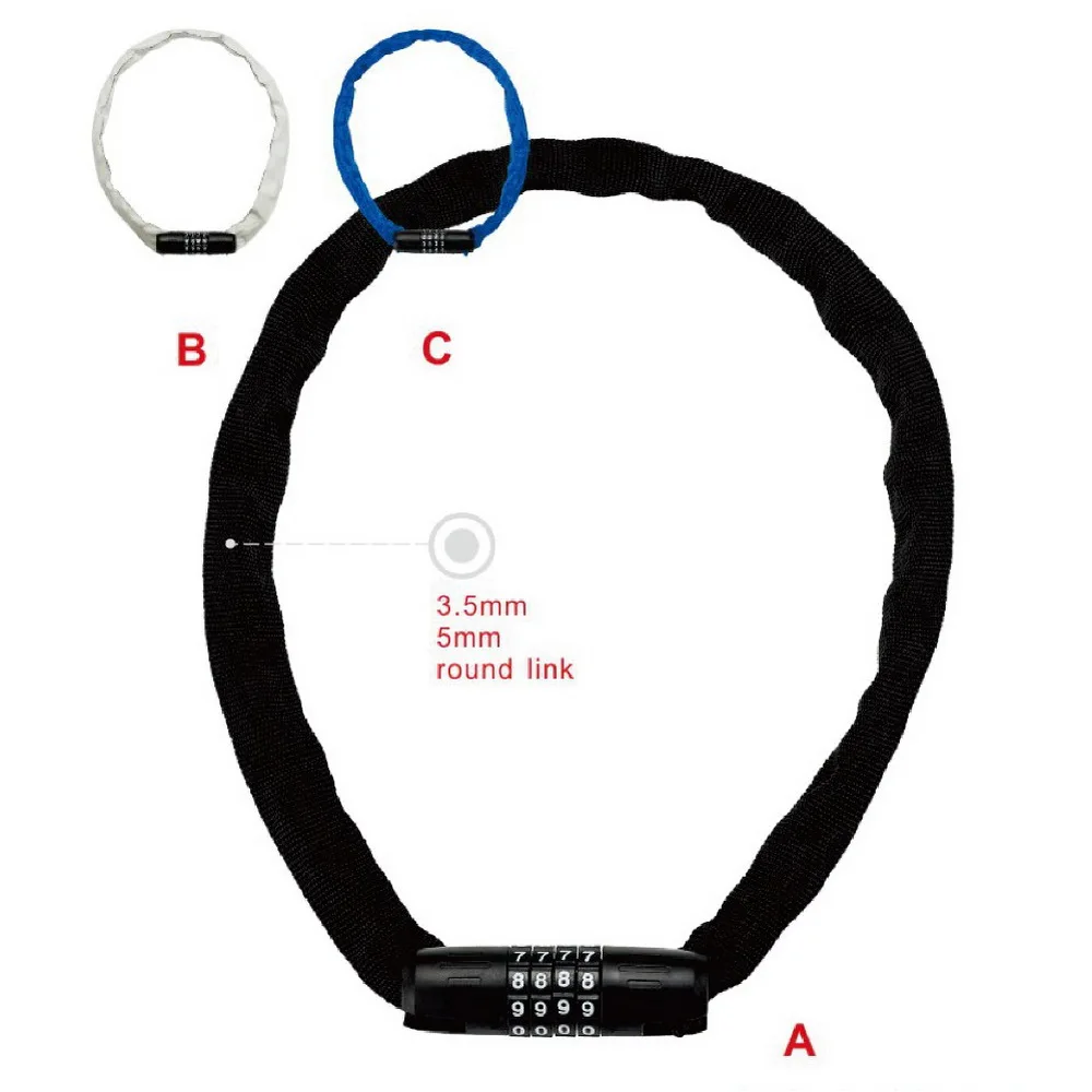 OEM/ODM New Mountain Ebike Door Iron Chain Lock Technology Black Anti-Theft Bike Lock Cycling Best Motor Bike Locks