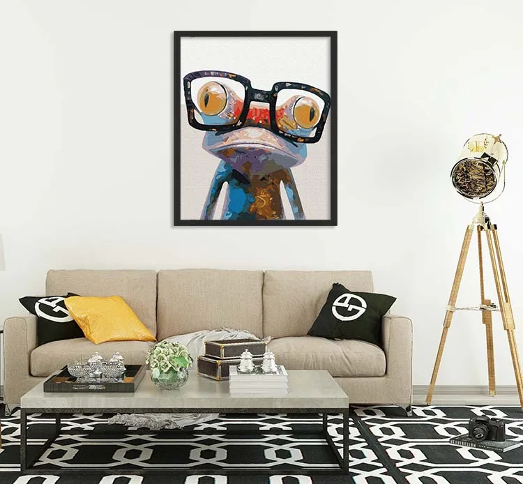 PAINT BOY fashion art wall painting still life animals digital painting glasses frog oil paint by numbers for decorate