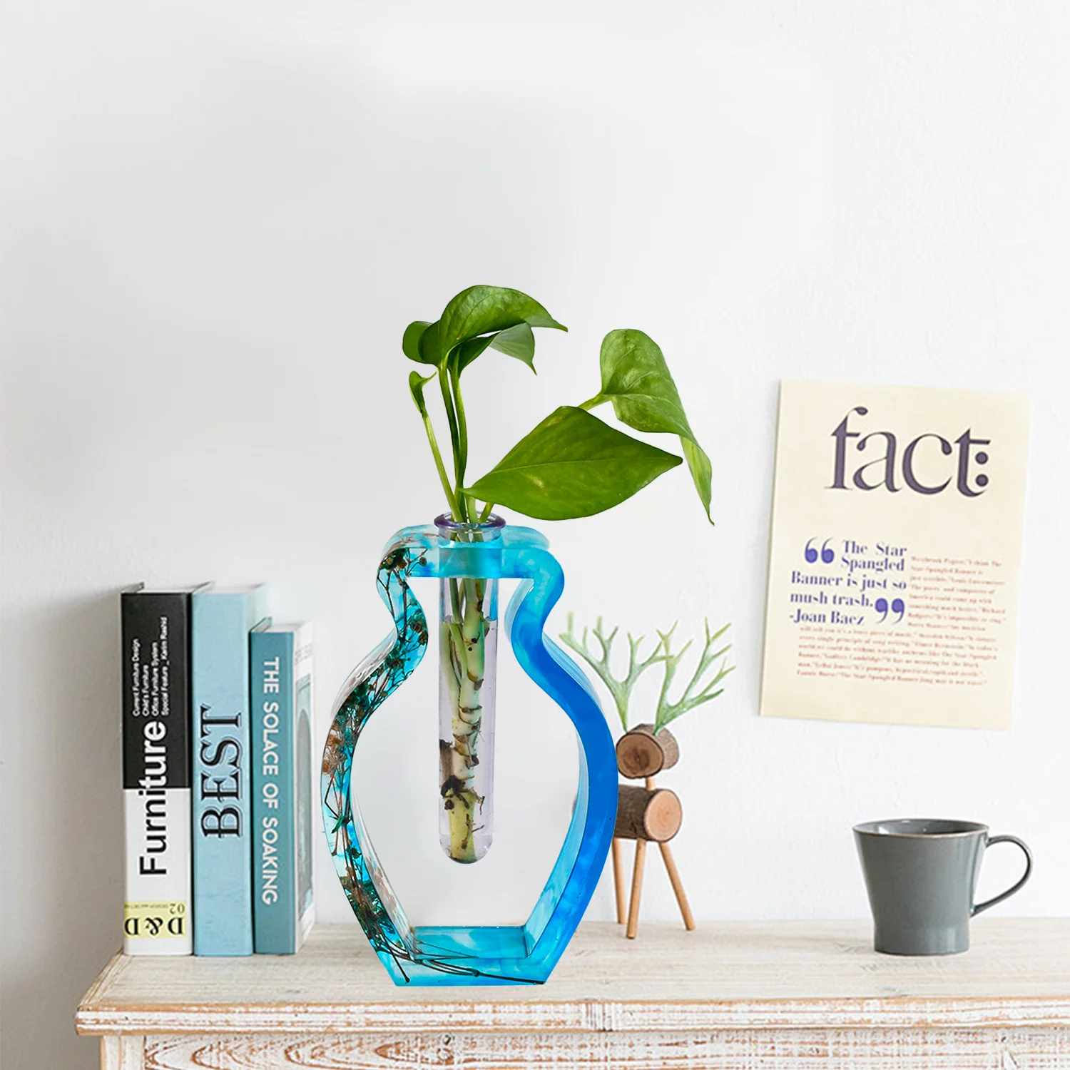 DLR1357 factory custom wholesale high lens surface epoxy crystal vases hydroponic plants with test tube silicone molds