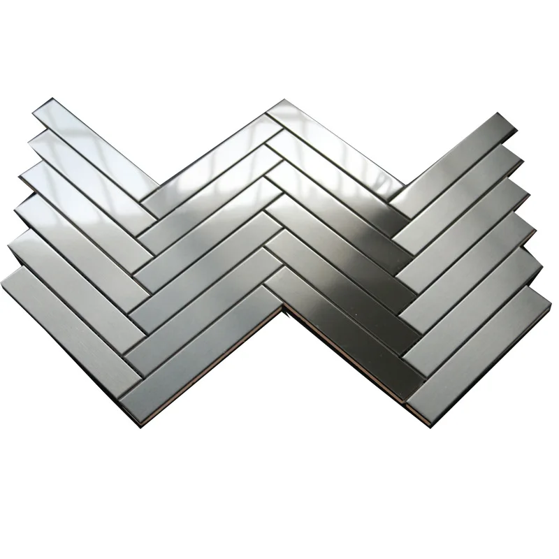 Metal Mosaic Tiles W-type Bright Face Stainless Steel Silver Modern Aluminum Alloy 4mm Interior Wall Parquet 1  Feet T/T