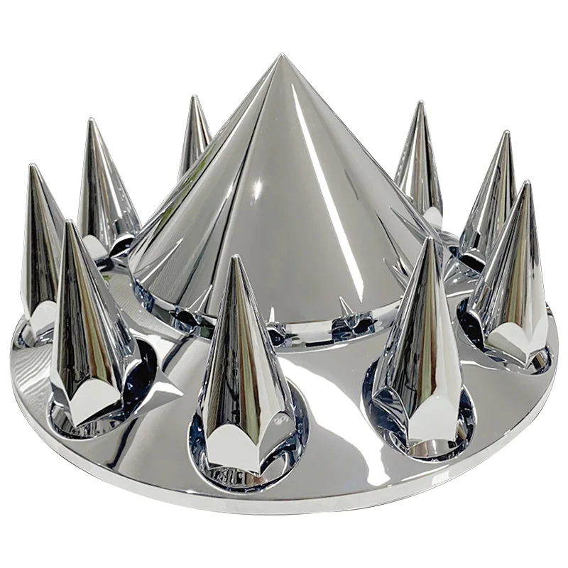 Spiked Chrome ABS 33mm Front Axle Shaft Dust Wheel Hub Cover for American Trailer,Semi truck