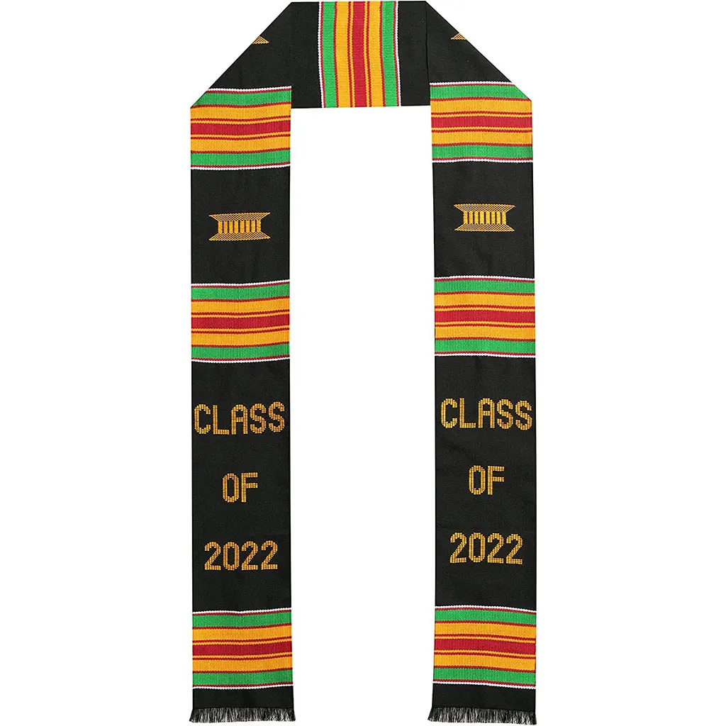 2024 Complicated Digital Printing Design Ribbon Academic Black Graduation Stole Wholesale Graduation Gown Stole