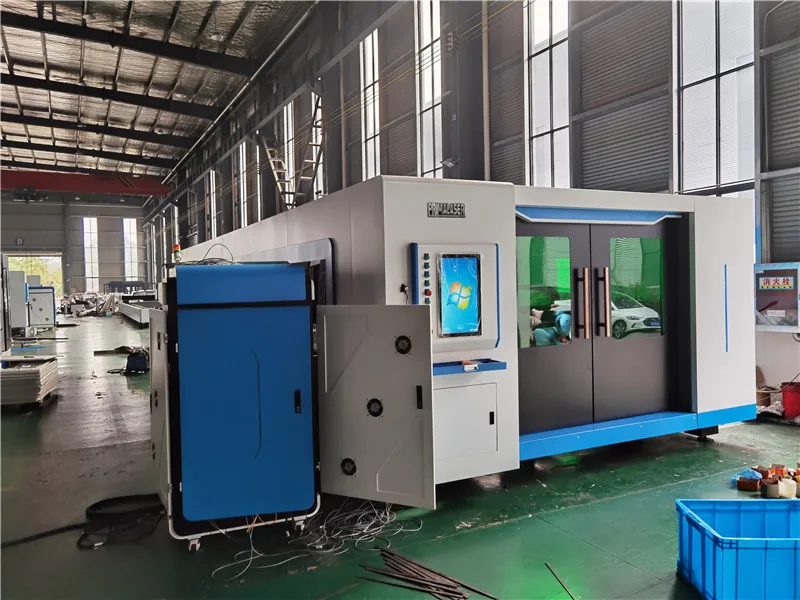 Full Cover Enclosed Aluminum Plates Exchange Table CNC Metal Fiber Laser Cutting Machine