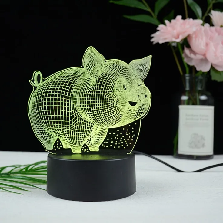 Holiday Birthday Easter Cool Festival Gifts 16 Colors Changing 3D Illusion Lamp Rabbit Night Light for Kids