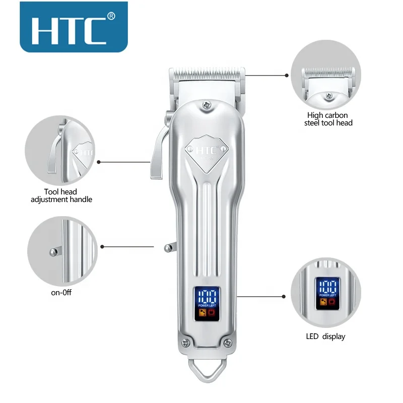 HTC AT-702 High Quality Hair Clippers Trimmers Professional Electric Man Fully Metal Body Hair Trimmer
