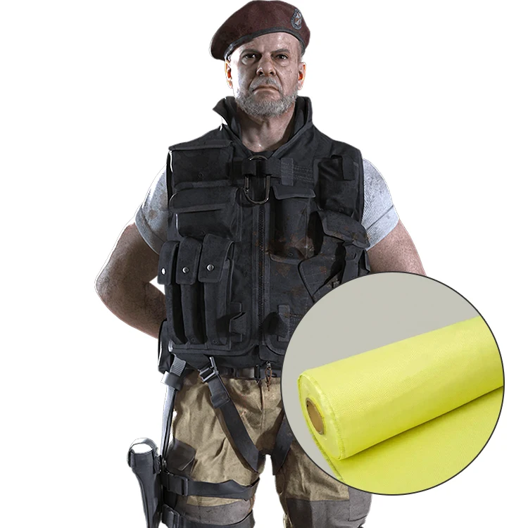 High Performance  220gsm 1500d Kevlar Fiber Fabric Clothing and Bags Lightweight Aramid Kevlar Weaved