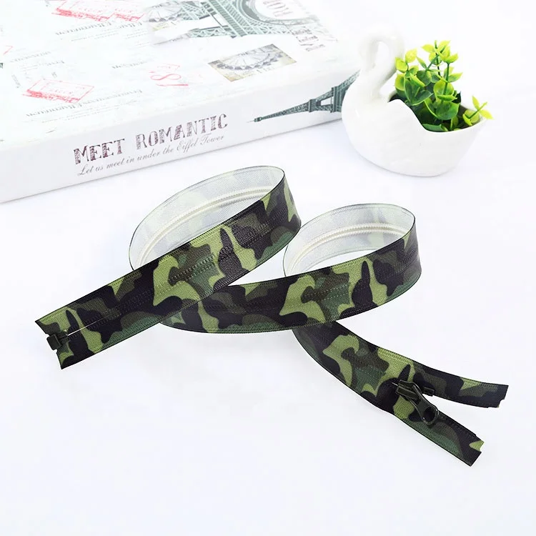 High Quality Printed Nylon coil Zipper TPU Water Resistant Invisible Zipper Roll For Sports Coat