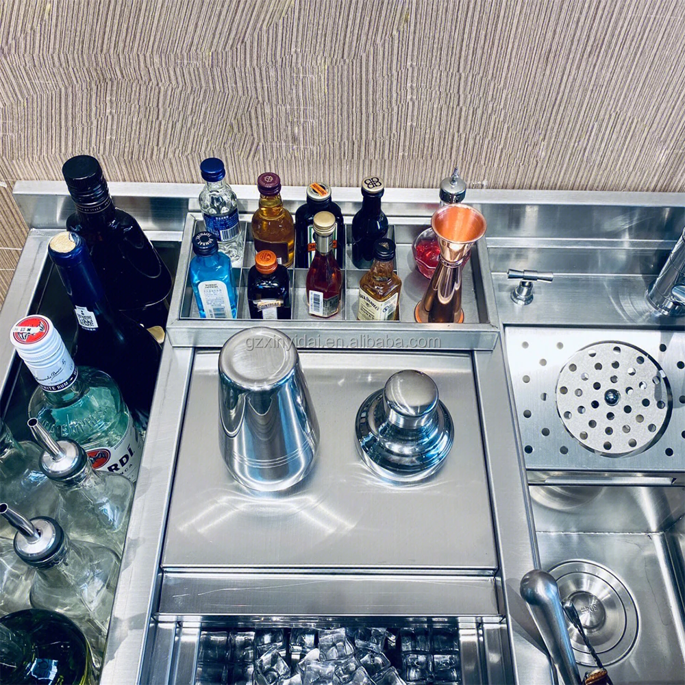 Коктейльная станция ПОД баром, дизайн коктейльной балки из нержавеющей стали, небольшой бар