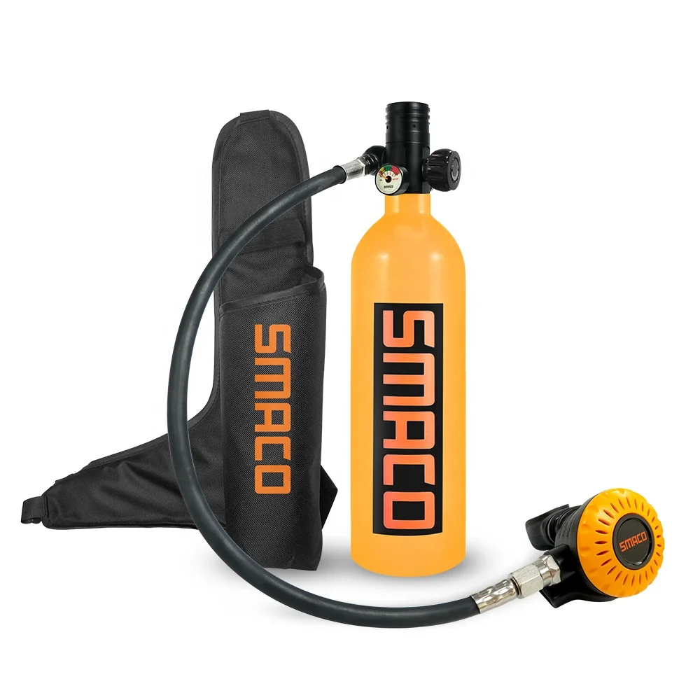 SMACO S400Plus Mini Scuba Diving Tank Equipment, Cylinder around 16 Minutes Capability, 1 Litre Capacity with Refillable Design