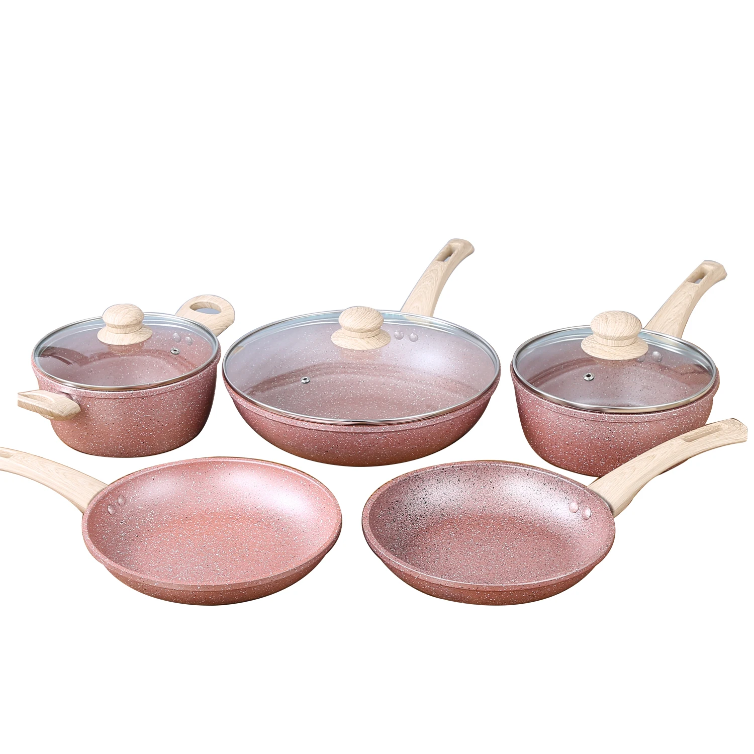 Factory supply aluminum non stick coating pink cookware set Best selling aluminum alloy popular used for kitchen cookware set