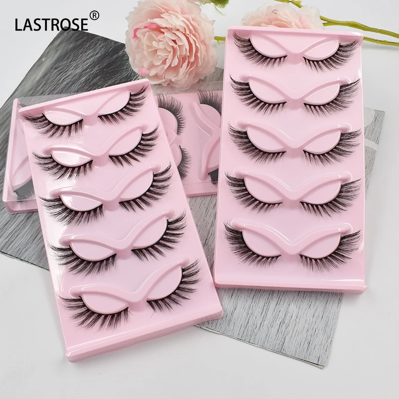 Natural cat eye lashes bulk 3d vegan false eyelashes fox eye effect eyelash