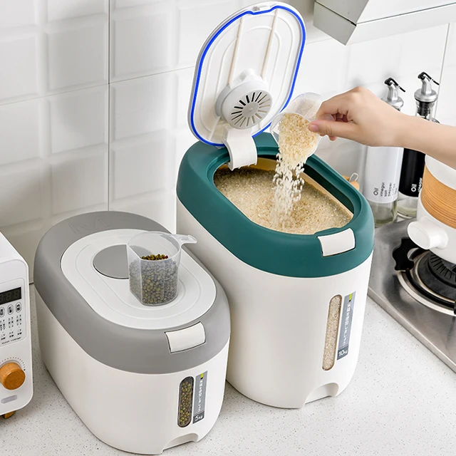 Household Rice Dispenser Large Capacity Grain Container Storage with Lid Food Storage Container Multifunction PP Rice Barrel