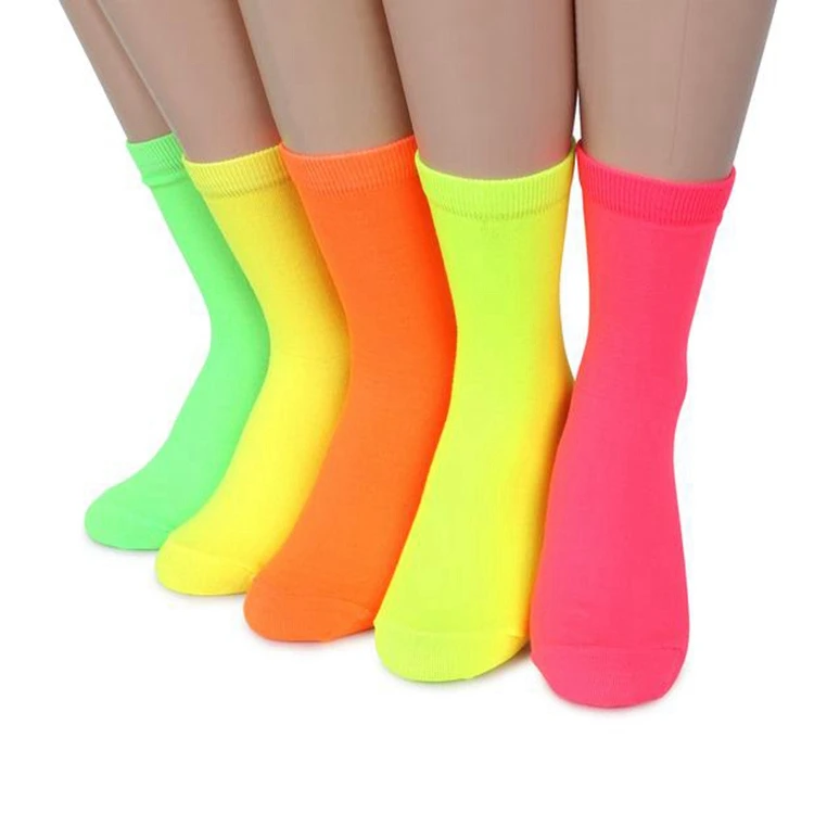 RL-B1108 neon colored socks neon crew socks for sale