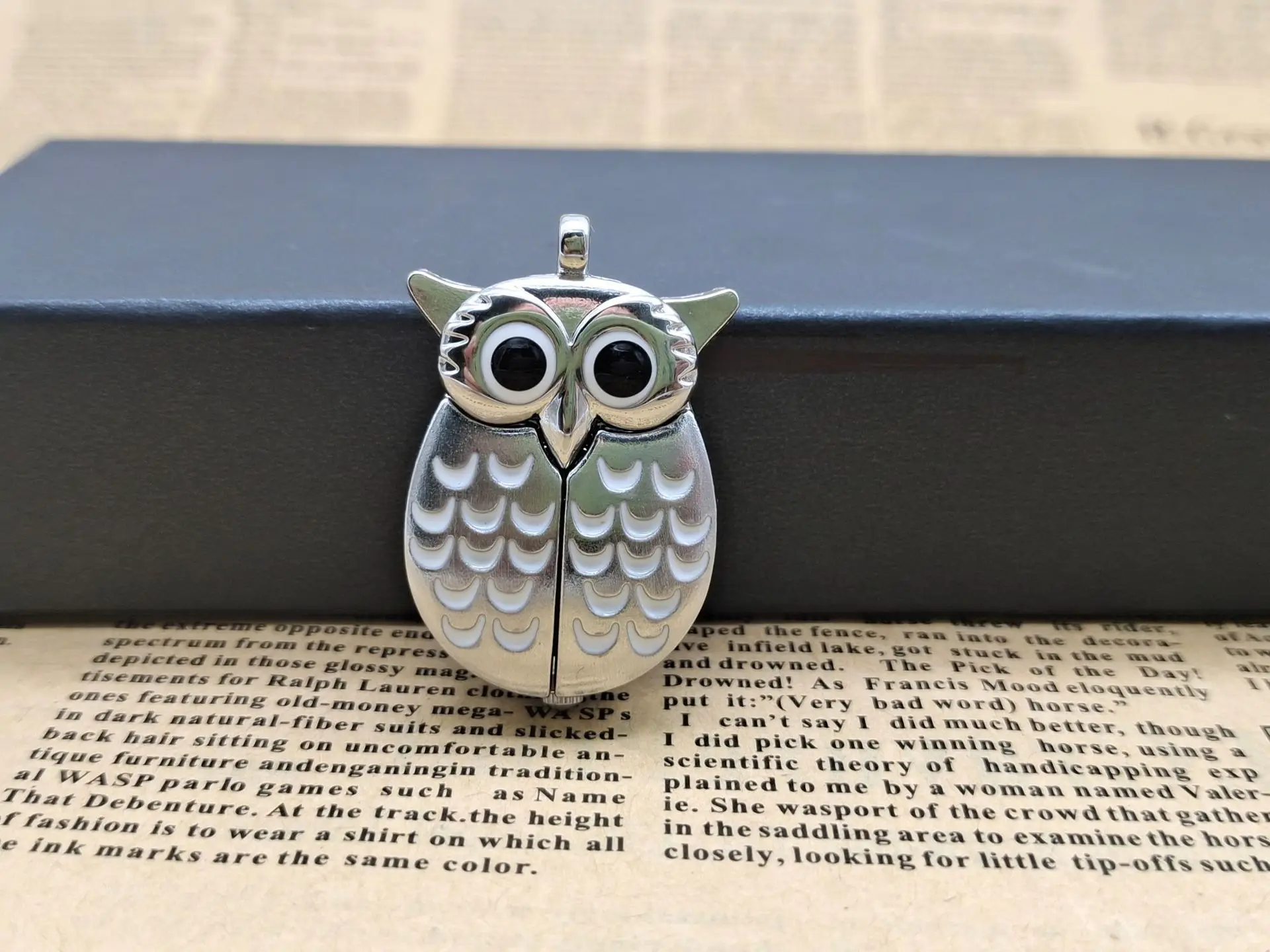 Vintage Watch Necklace night owl shaped Mechanical Pocket Watch Clock Pendant Hand Winding Men Case Antique