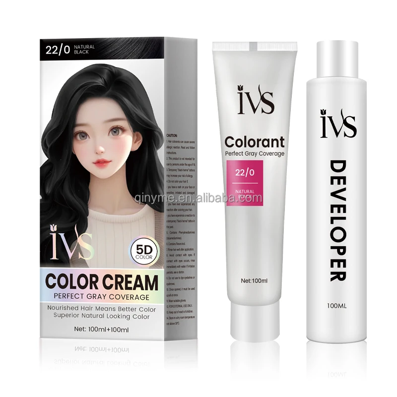 OEM Wholesale Professional IVS Organic Burgundy Hair Dye Cream Semi-Permanent Herbal Natural Ammonia Free Hair Color Cream