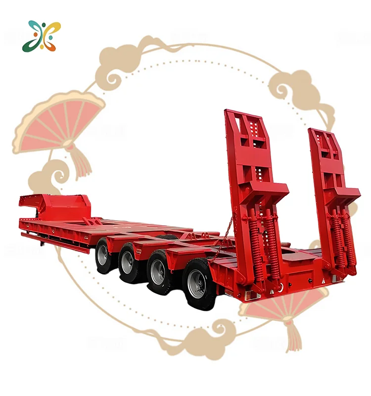 The New 6-Axis Low Bed Flat Semi-Trailer Loading100 Tons With Front 3 Axles Have Lifting Function Use To Kazakhstan