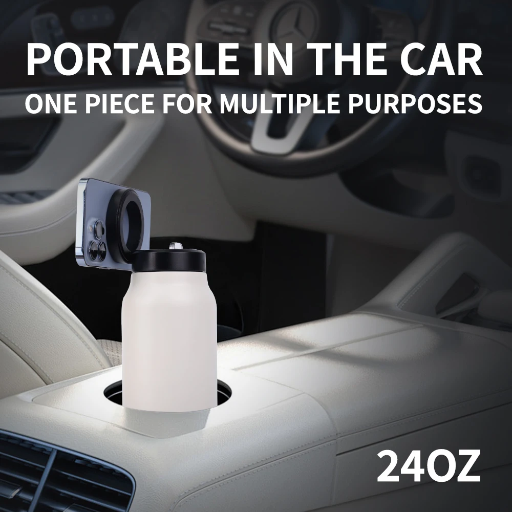 Best Sell Magnetic Lid 24oz Stainless Steel Double-Walled Vacuum Insulated Water Bottle with Straw  Sport Travel Bottle