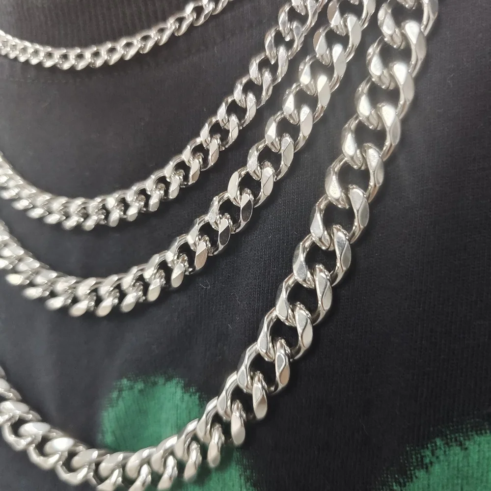 VAF High Quality!!! 3/5/7/9/11MM Cuban Chain 6 Sides Grinding Electrolytic Polished Stainless Steel Chain Necklace