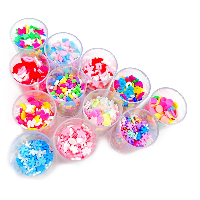 Hot Selling 12 Bottles Multiple Style Polymer Clay Slices For Cream Glue Diy material Nail Decoration Slime filler