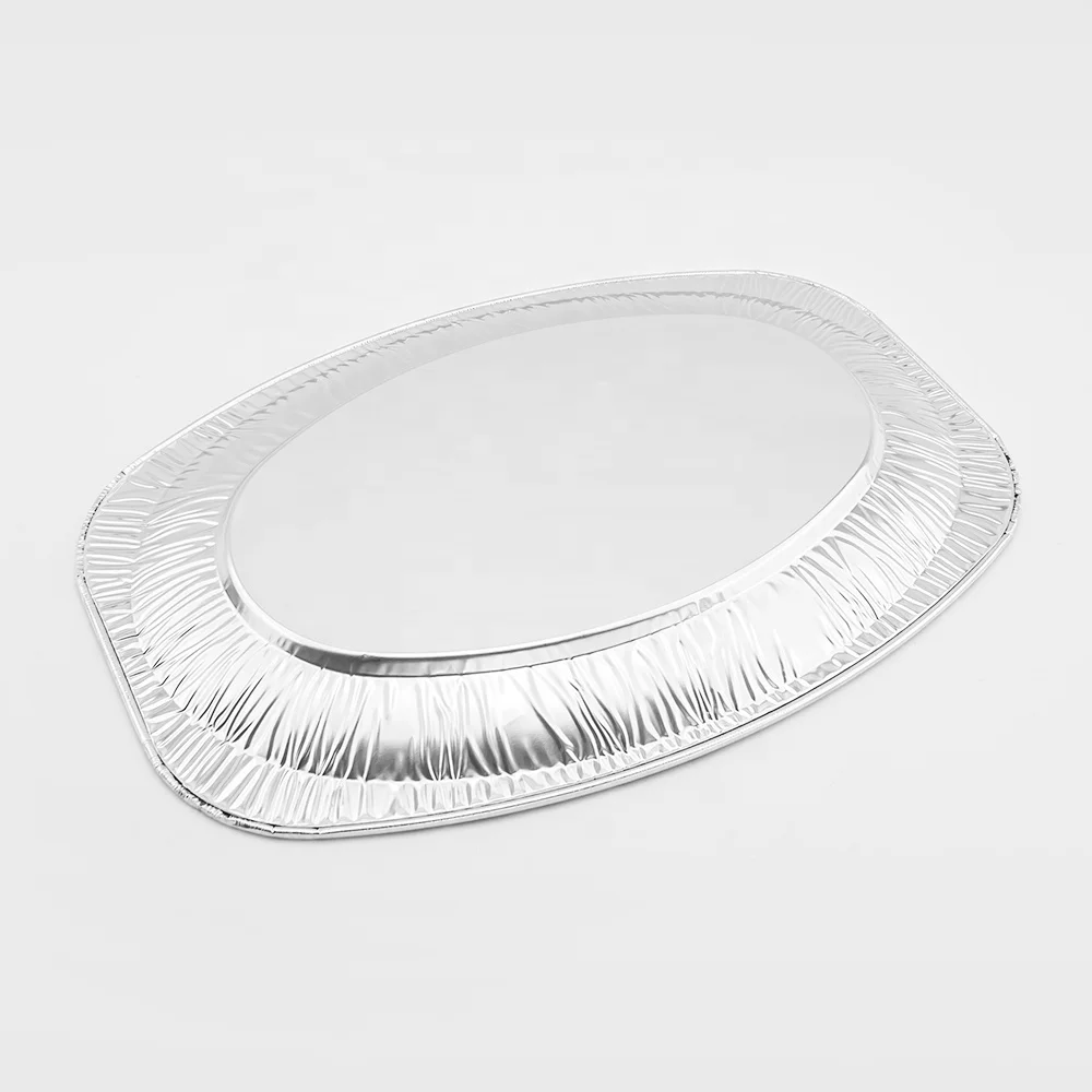 High quality low price disposable aluminum foil Turkey plate large capacity oval grill aluminum tray