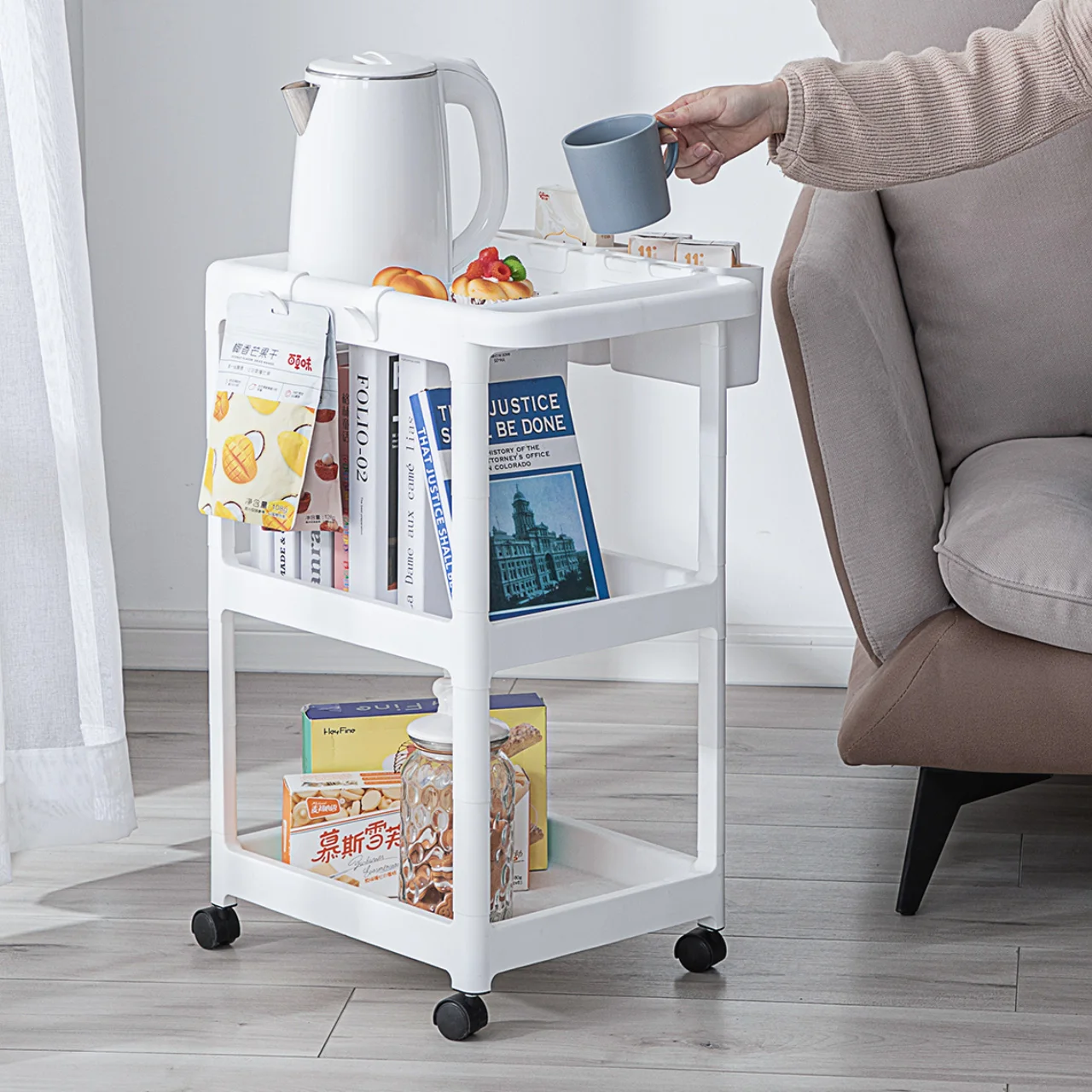 Haixing Household Plastic 4 Layers Storage Rack Organizer Bathroom Storage With Wheels Drawer