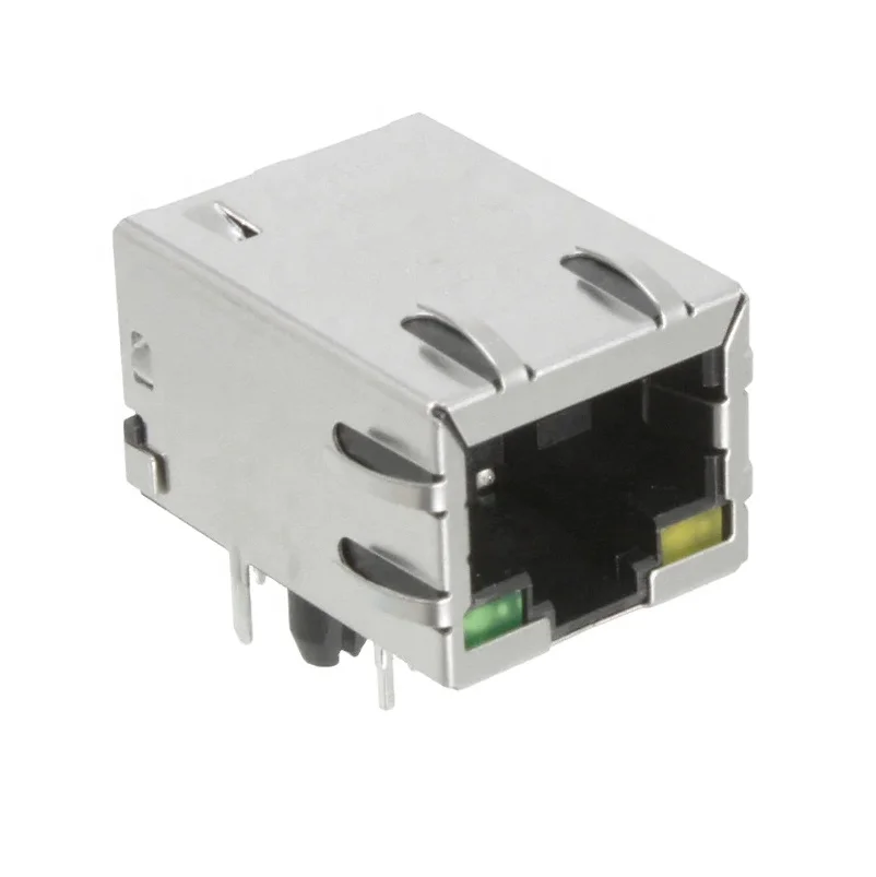 1 Port RJ45 Magjack Connector Through Hole 10/100 Base-T, AutoMDIX Green Yellow RB1-125BAG1A
