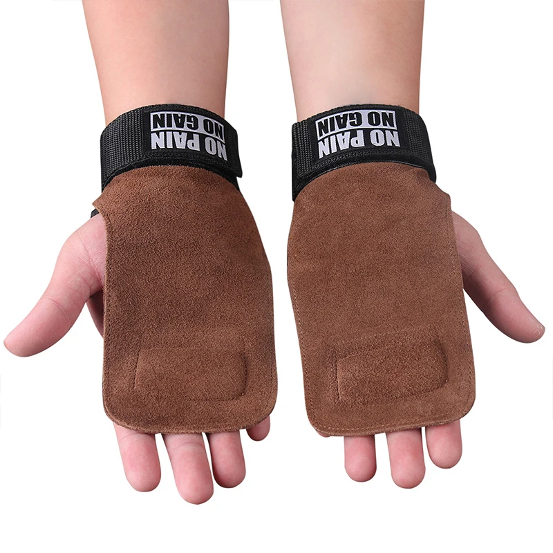 Cow Leather Weight Lifting Hand Grips Adjustable Neoprene Padded Wrist Wraps for Power Lifting