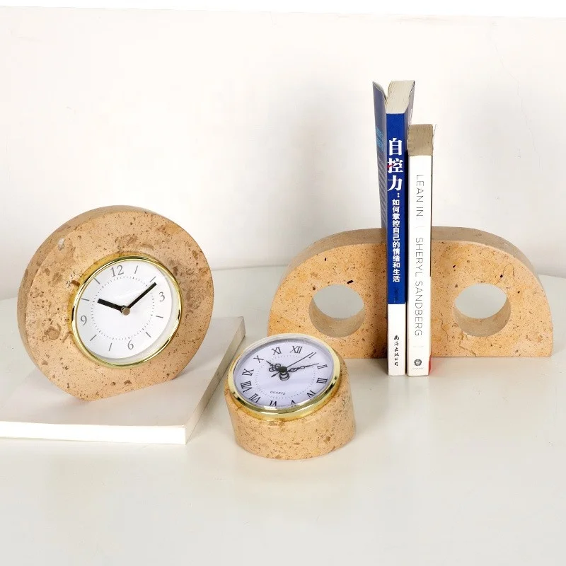 China factory direct sale decoration gift modern desk table marble clocks for home office