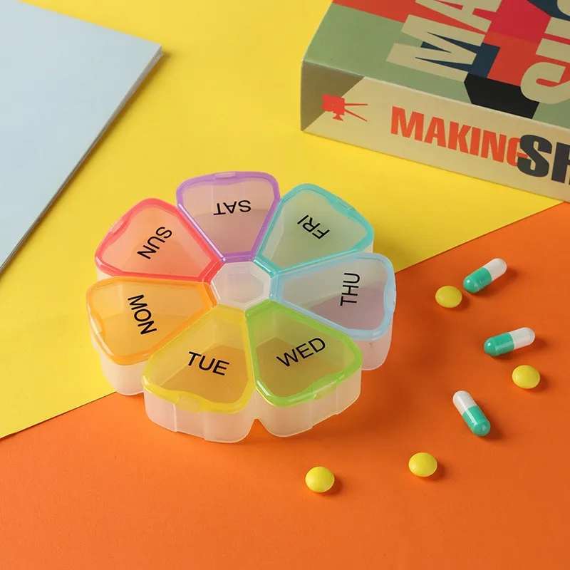 7 Day Portable Weekly Pill Box for Vitamins Easy to Open Tablet Box Travel Pill Case with Snap Lids Design Tablet Organiser