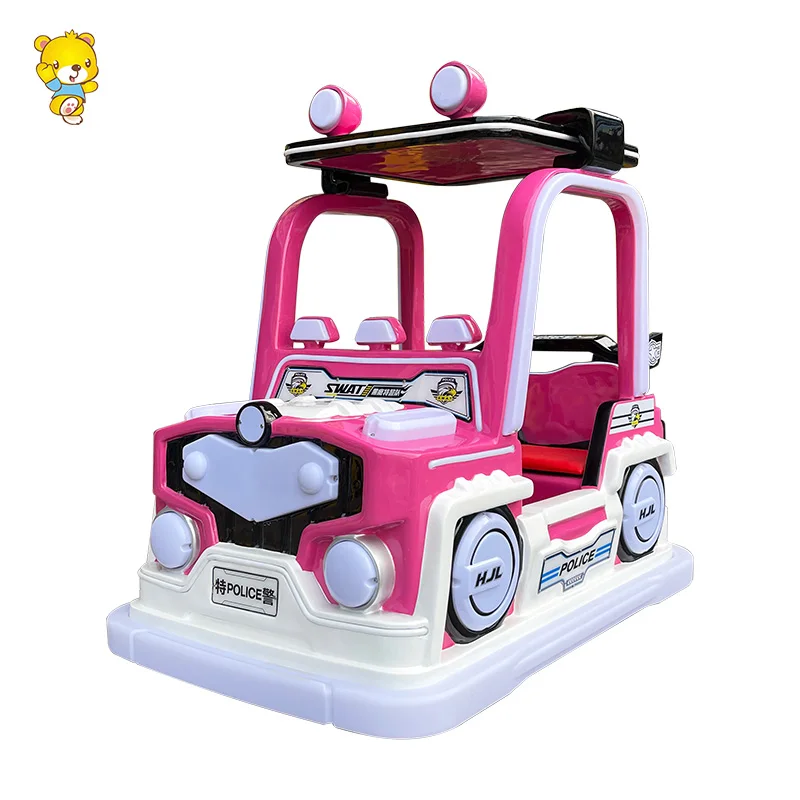 HAOJILE Four-Wheel Drive Kids Toy Car Metal Indoor Playground with WAT and Police Car Roof Amusement Park Equipment