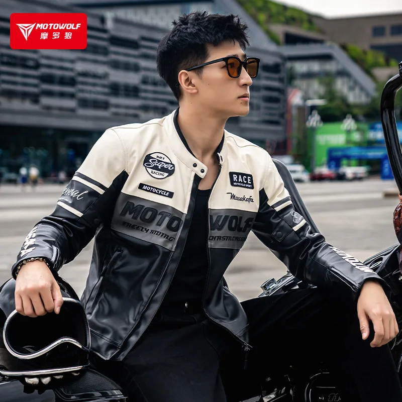 Motorcycle JM1 retro leather jacket with protector gear PU leather jacket for superbike dirt bike