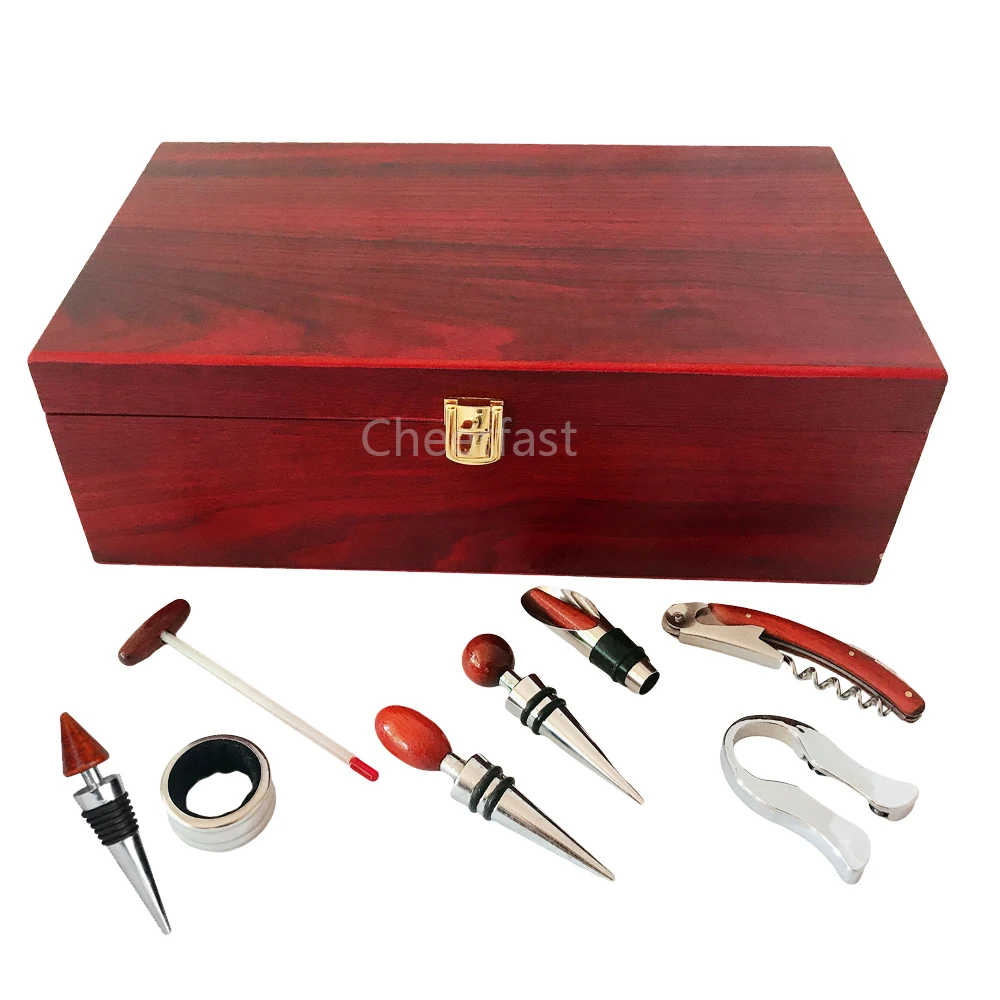 Lower Moq 8pcs Accessories Inside Double Wooden Wine Bottle Box