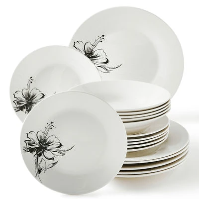 Wholesale  simple decal 6 7 8 9 10 inch ceramic porcelain flat plate soup plate