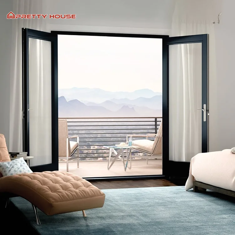 Interior Double Glazed Hinges Aluminum French Doors