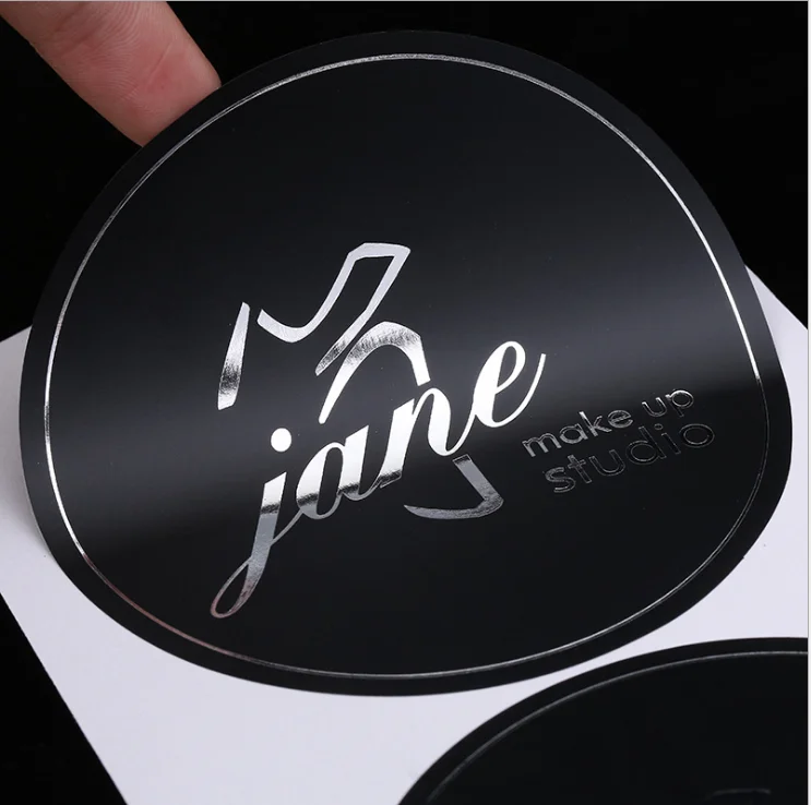 Black PVC sticker  with silver logo  Individual vinyl  Stickers