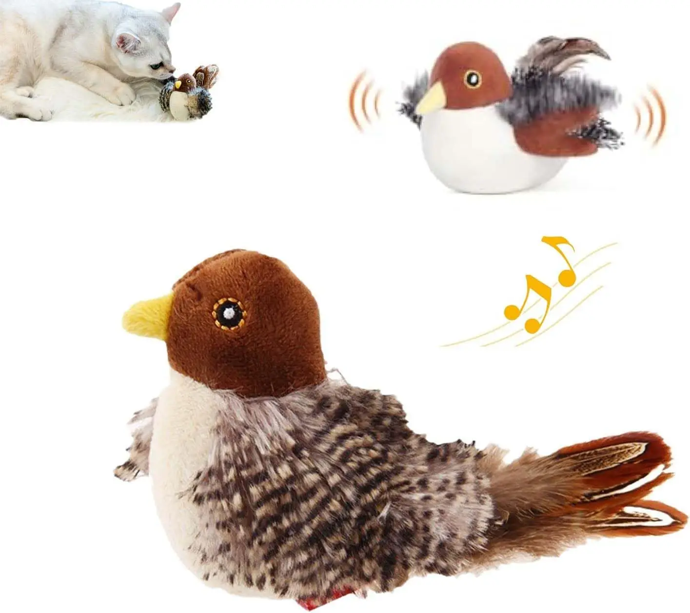 Cat Toys for Indoor Cats, Door Hanging Automatic Chirping Bird & Mouse Kitty Toy, Interactive Feather Kitten Teaser Toy