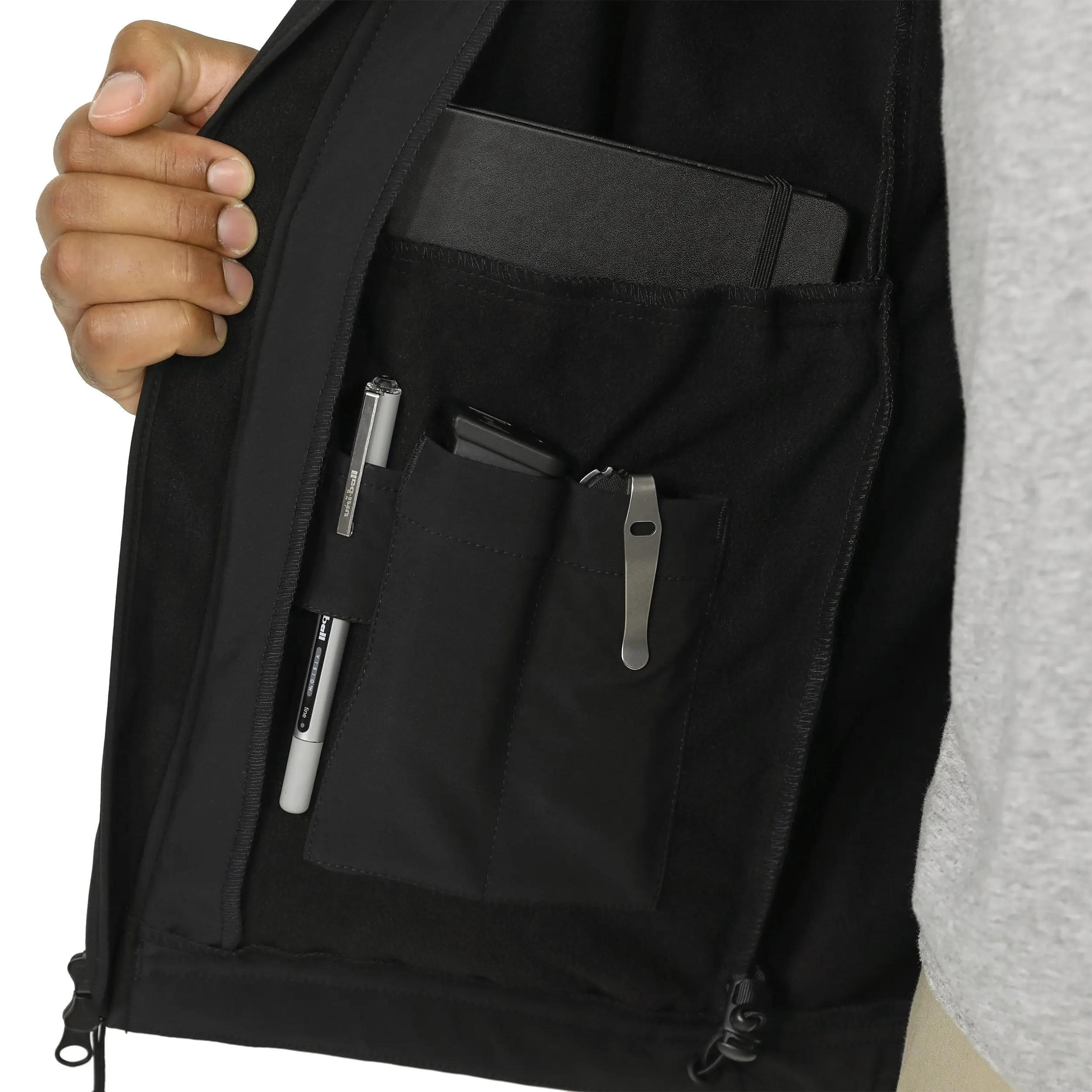 Outdoor Winter Windproof Softshell Vest Custom Security Guard Tactical Workwear Vest With Fleece Lining