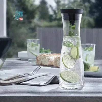 Cold Water Pot in Summer Ice Carrier Drinking Storage by Glass Lemon Soda Water Juice Kettle on Tables