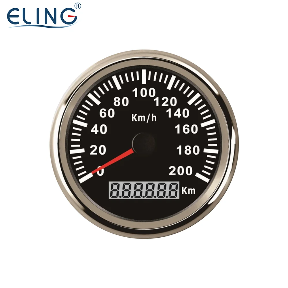 ELING 85MM Universal Pulse Signal Speedometer 120kmh 200KM/H Odometer Speed Gauge with Red Backlight 12 24 Volts for Car Truck