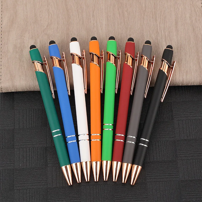 Novelty Touch Metal Aluminium Customized Pen Ballpoint Pens Wholesale Luxury Rose Gold Metal Office Touch Screen Promotional Pen