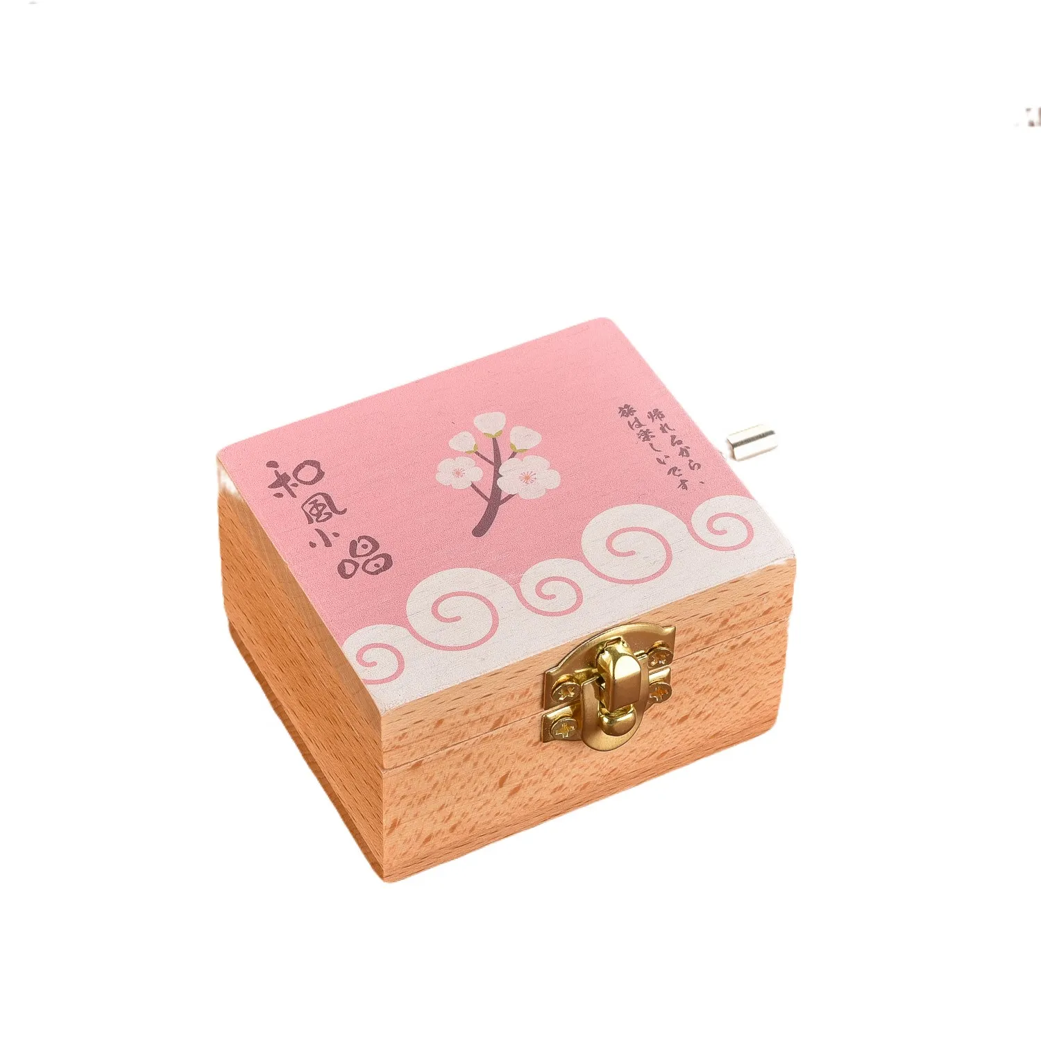 Funny hand crank music box custom design laser engraved vintage music box wooden musical box for gifts