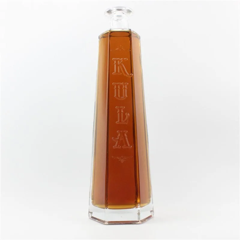 Custom Designed Big Mouth Empty Liquor Glass Bottle Eco-friendly Juice Bottle Free Beverage Clear Cork Flint Steal Wine Bottle