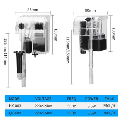 Fish tank wall mounted waterfall filter oxygen pump Turtle tank filter cotton oil film processor