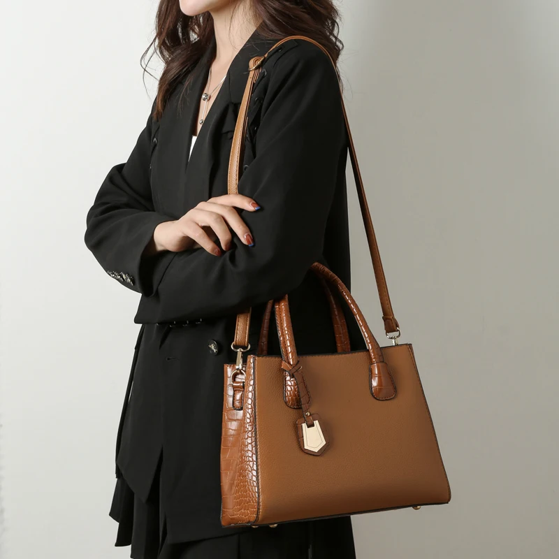 Wholesale fashion 3 in 1 Large Capacity Crocodile pattern PU Leather Purse and crossbody handbags sets for women