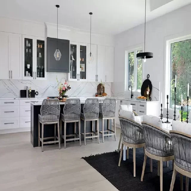 Modular Kitchen Cabinet Modern PVC Laminate Chest with Mirror Complete Kitchen Set Customization