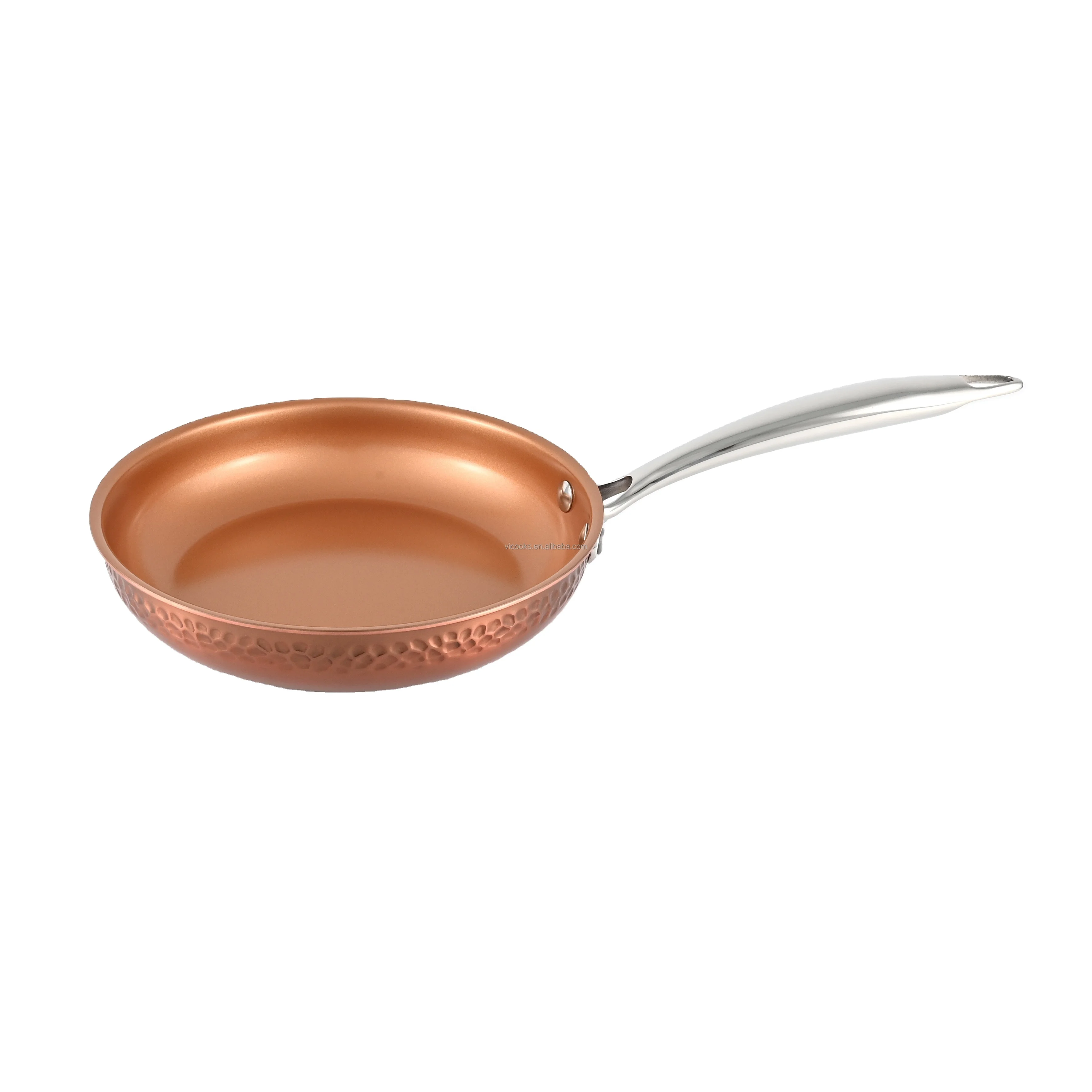 Large Ceramic Coated Frying Pan Nonstick Copper Frying Pan with Stainless Steel Handles